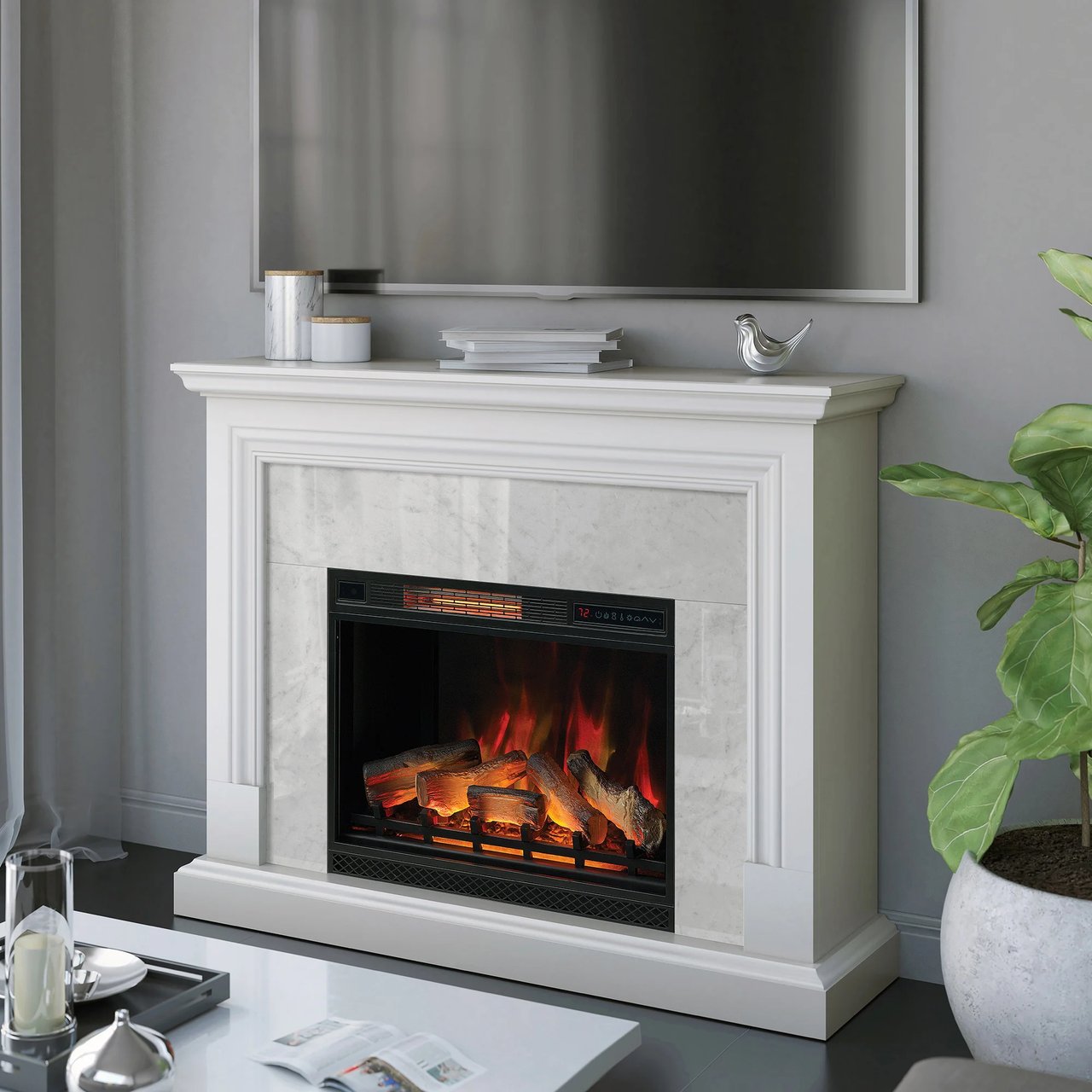 Tresanti Cassandra 52.9" Mantel with ClassicFlame Electric Fireplace - Image 1