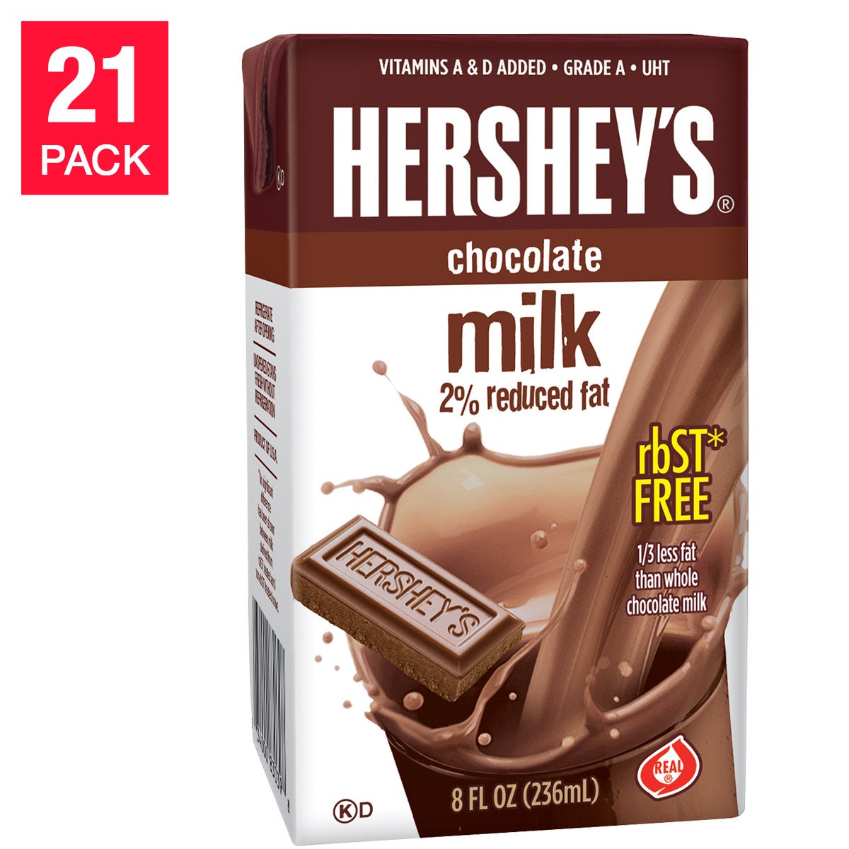 Hershey's 2% Reduced Fat Chocolate Milk, 21 x 8 oz - Image 1