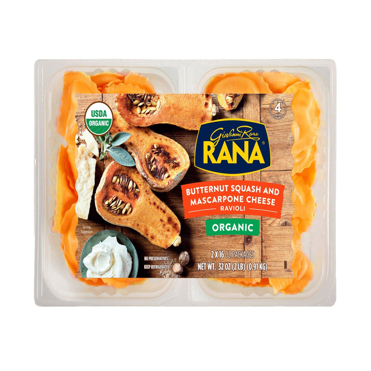 Rana Organic Ravioli Butternut Mascarpone, 2 x 16 oz