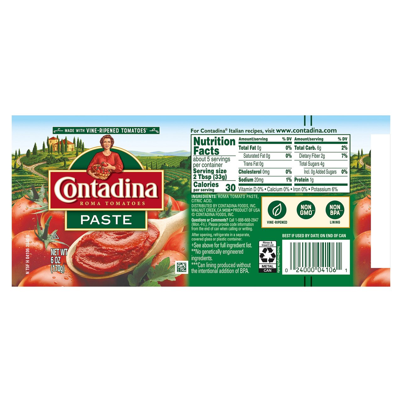 Contadina Roma Tomato Paste, 12-Pack (6 oz Cans) - Image 1