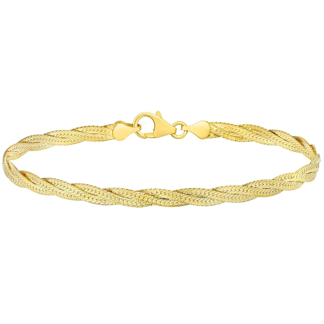 14KT Yellow Gold Diamond-Cut Braided Bracelet 7.5" Made in Italy - Image 1
