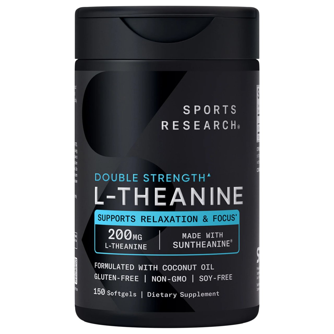 Sports Research L-Theanine Suntheanine 200mg, 150 Softgels - Image 1