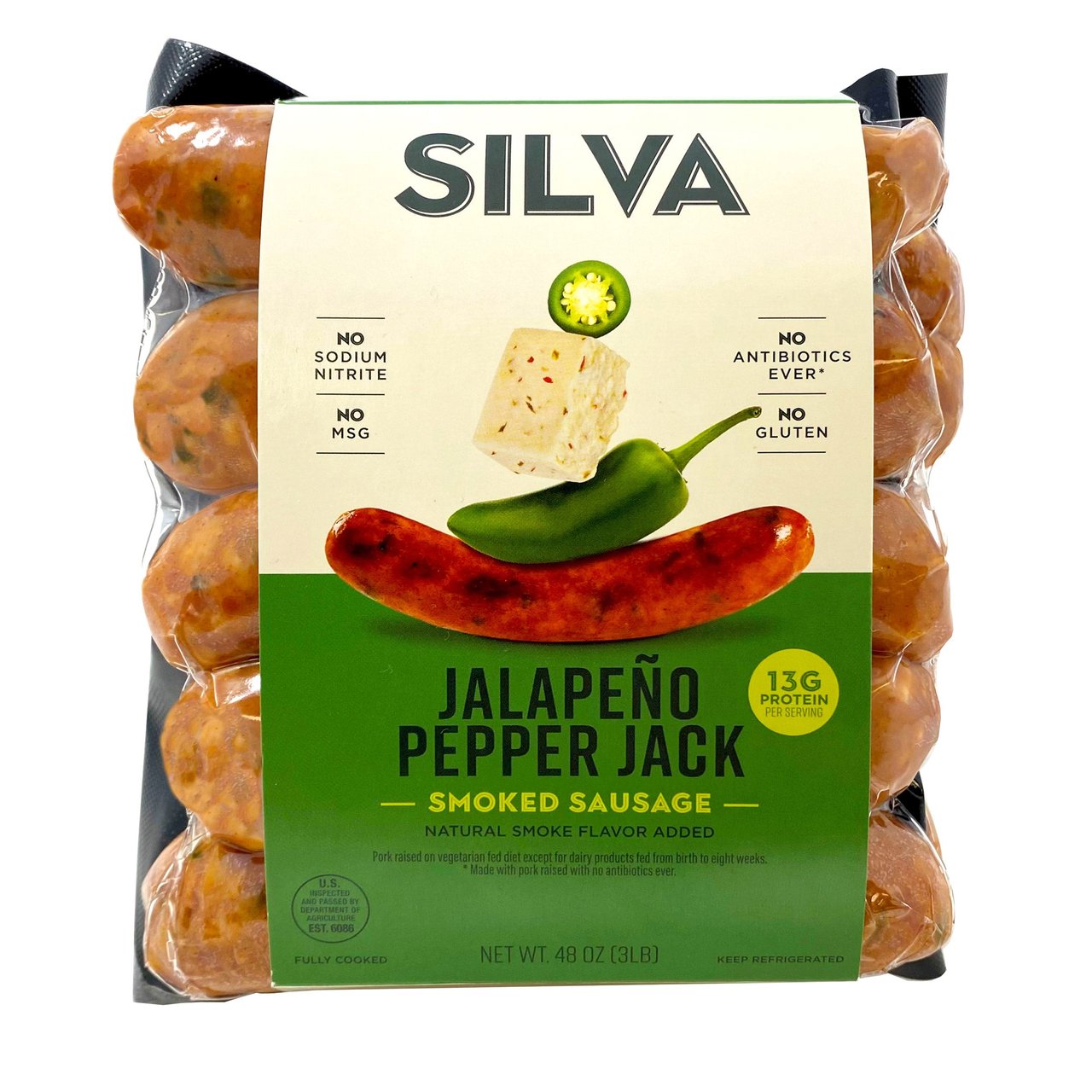 Silva Pork Sausage Jalapeño & Pepper Jack 3 Pounds - Image 1