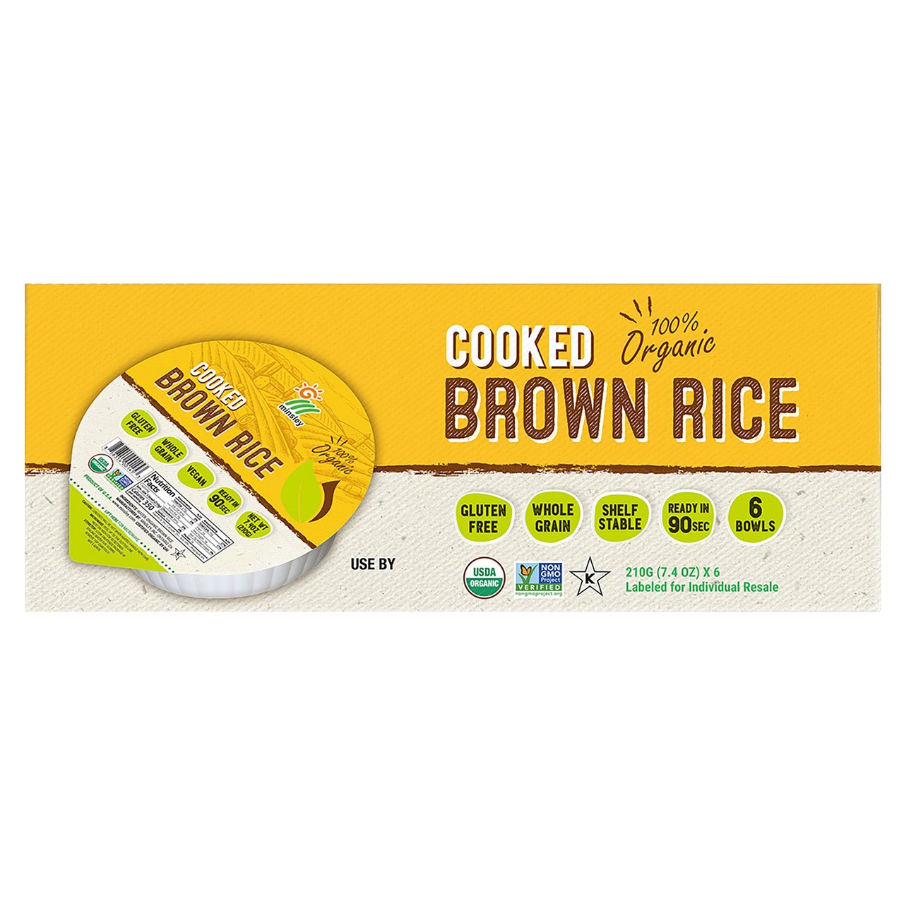 Minsley Organic Cooked Brown Rice 6/7.4 oz - Image 1