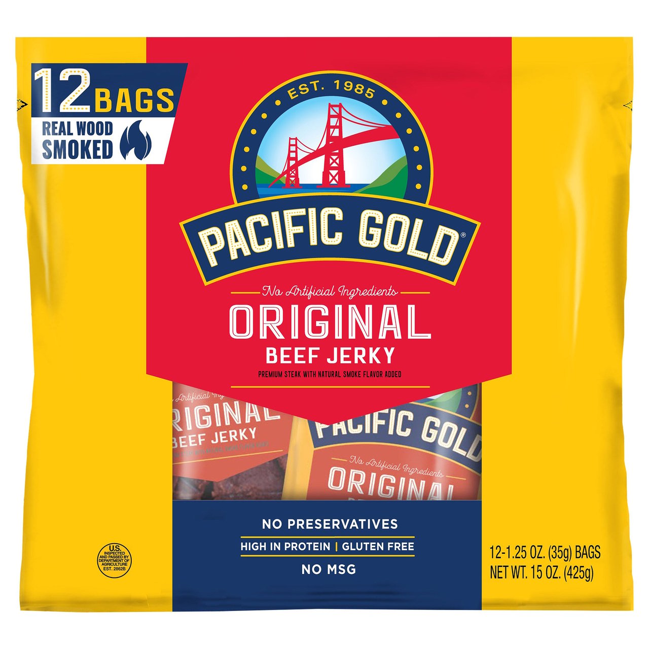 Pacific Gold Original Beef Jerky, 12 Count / 1.25 oz Bags - Image 1