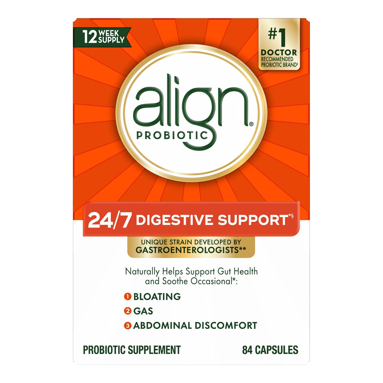 Align Daily Probiotic Supplement Capsules, 84 Count - Image 1