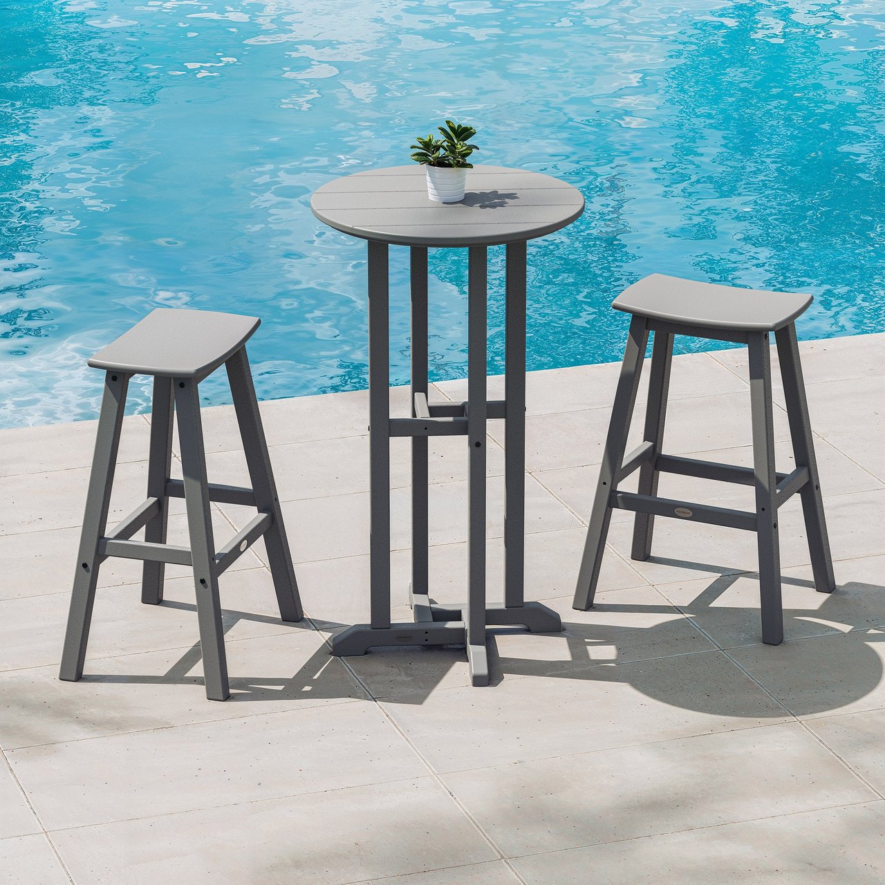 POLYWOOD Long Beach 3-Piece Bistro Set, Slate Gray - Image 1