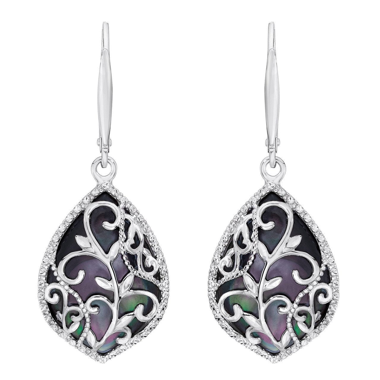 14kt White Gold Mother of Pearl Teardrop Earrings - Image 1
