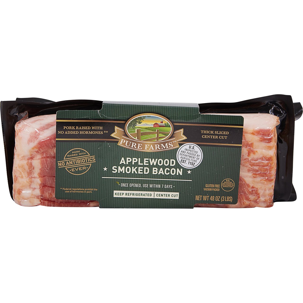 Pure Farms Applewood Smoked Bacon 2/24 oz - Image 1