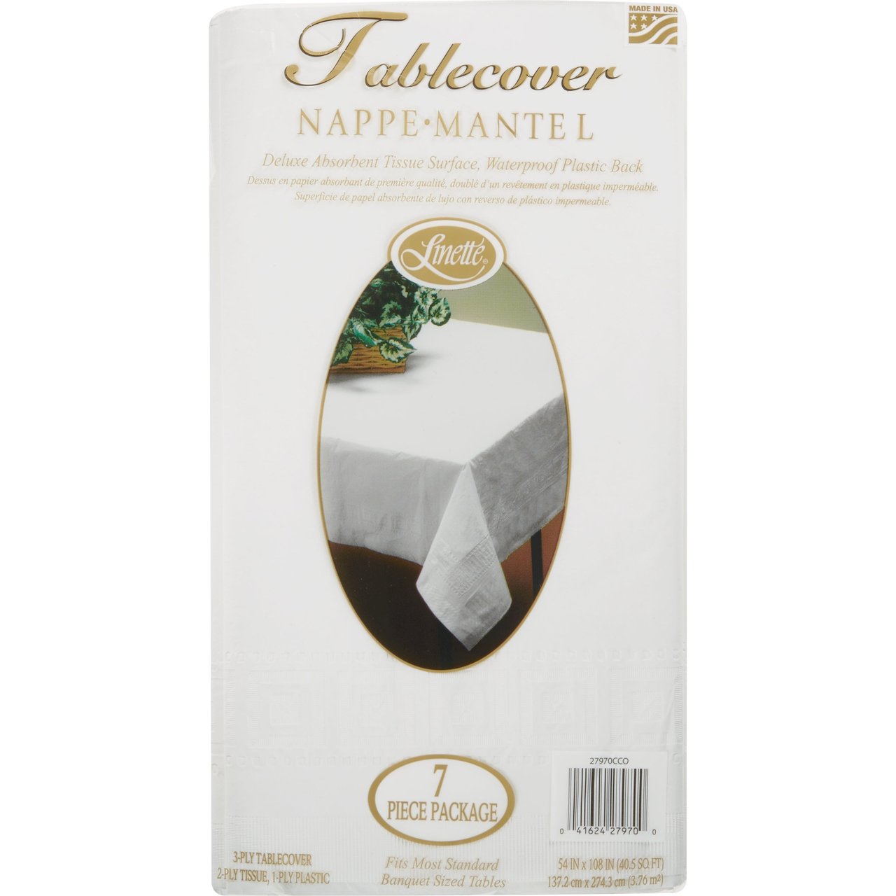 Linette 3-Ply Table Cover, 7 Pack, 54" x 108"