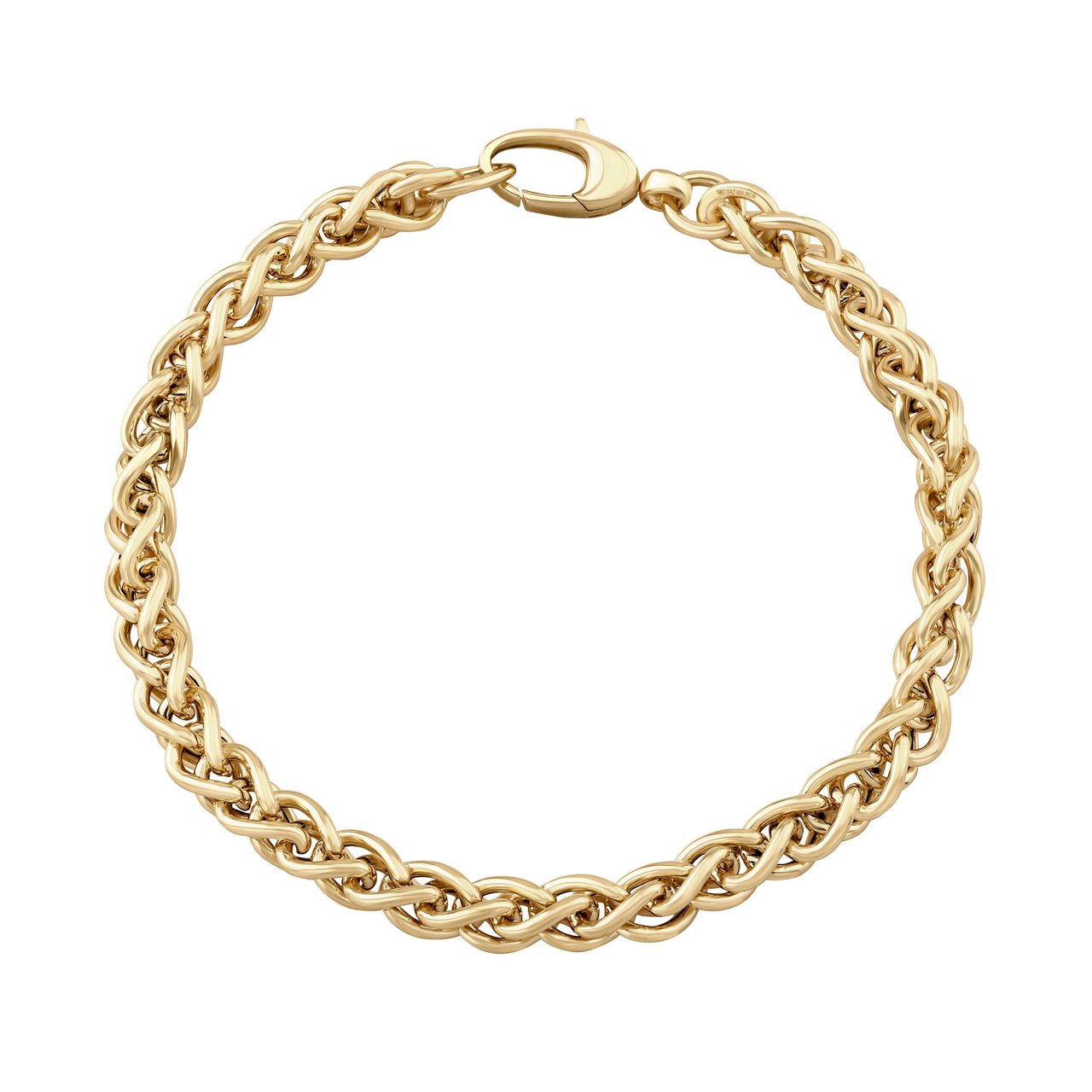 14kt Yellow Gold Puffed Wheat Bracelet Made in Italy - Image 1