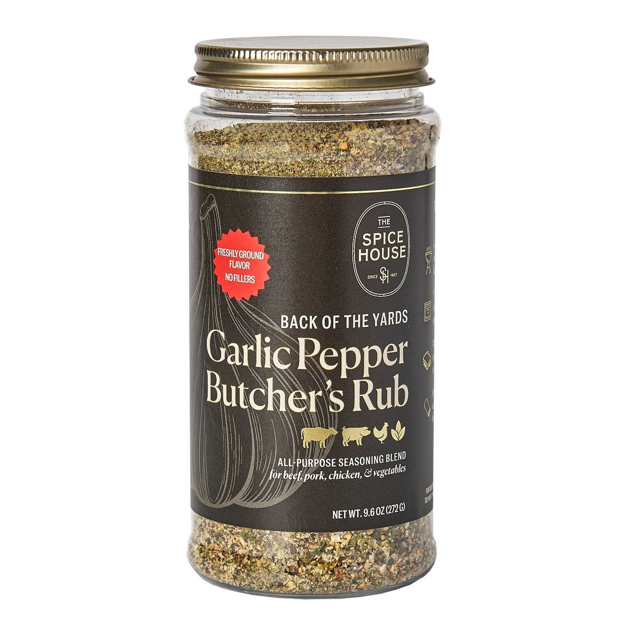 The Spice House Back of the Yards Garlic Pepper Butcher's Rub 9.6 Ounce Container - Image 1