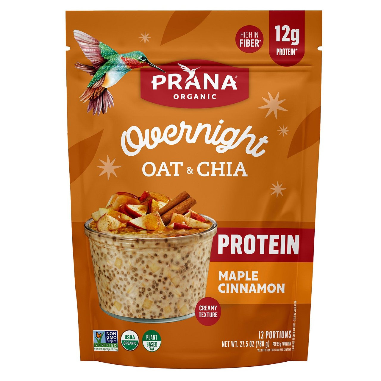 Prana Organic Overnight Chia Oats with Protein - Maple Cinnamon 28 oz - Image 1
