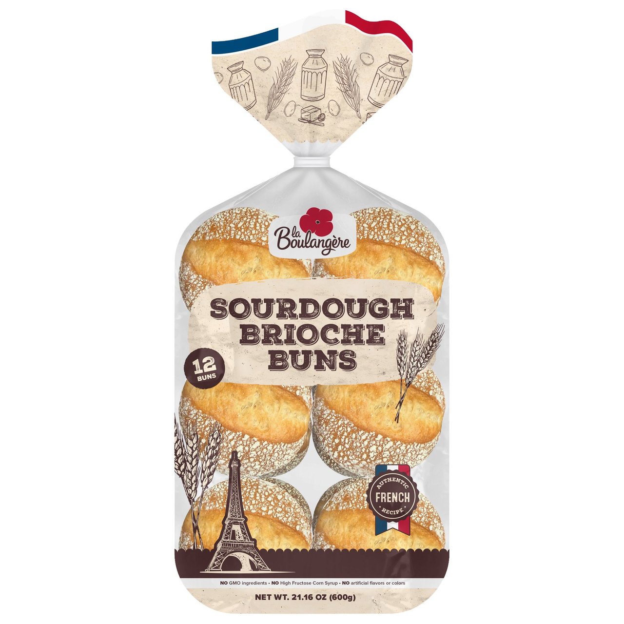 LA BOULANGERE BRIOCHE SOURDOUGH BUNS 12 PACK - 21.16OZ - Image 1