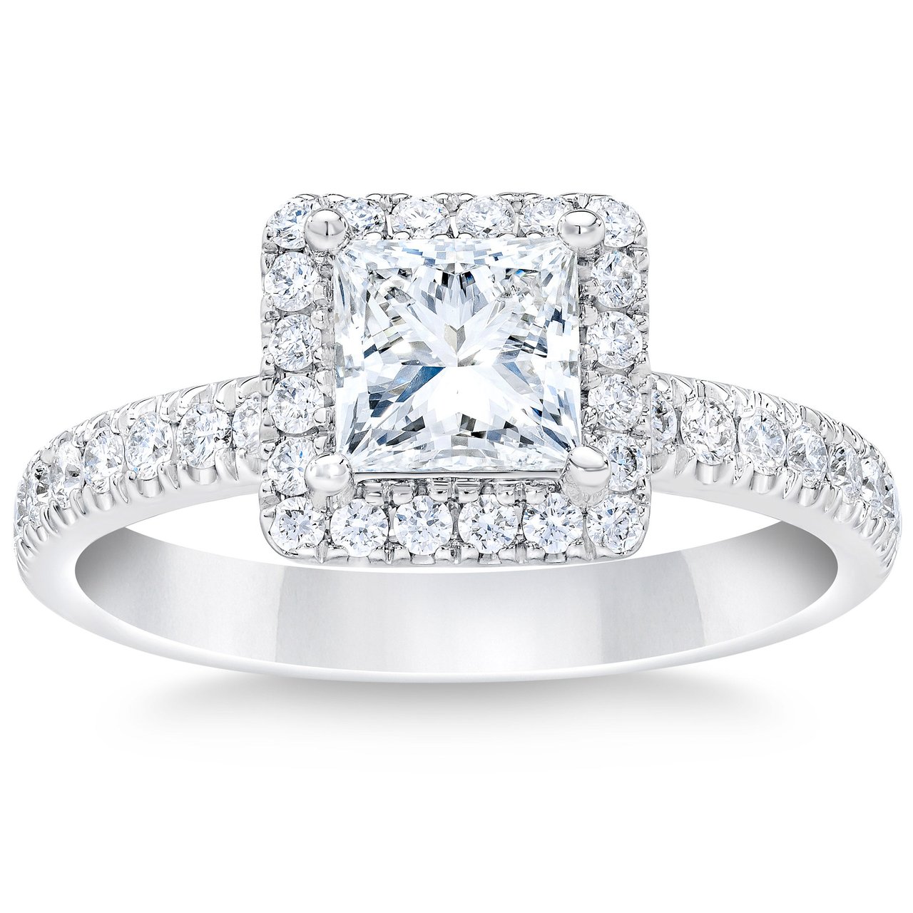 1.51 CTW Princess Cut Platinum Wedding Ring, 1.01 CT Center Diamond, VVS1 Clarity, G Color - Image 1