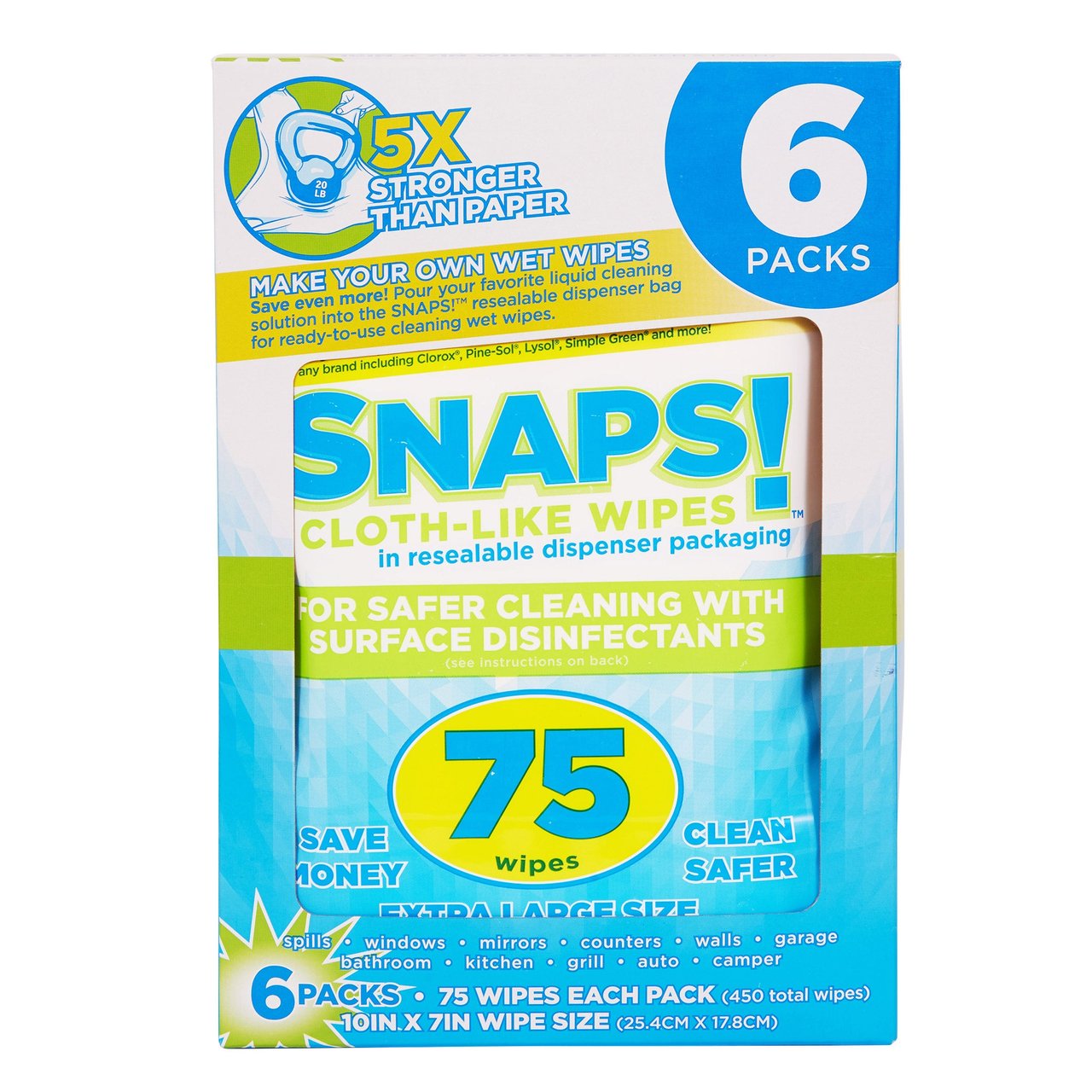 SNAPS! CLOTHLIKE WIPES MAKE YOUR OWN WET WIPE 6/75 CT