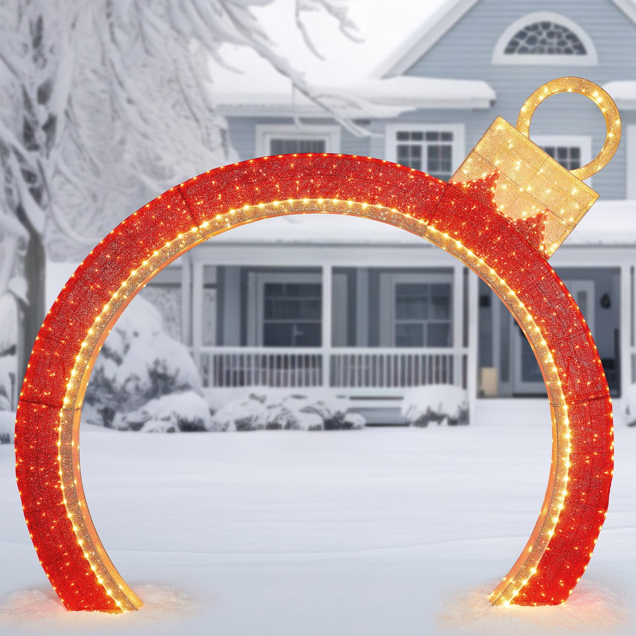9' Ornament Arch with LED Lights - Image 1