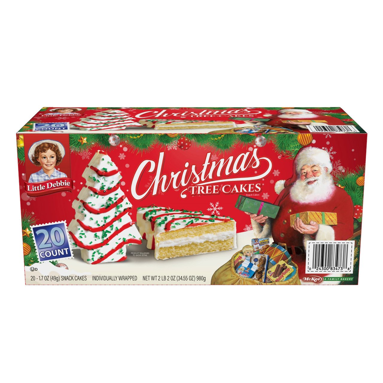 Little Debbie Christmas Tree Cakes 20 Pack, 1.7 Ounces Each - Image 1