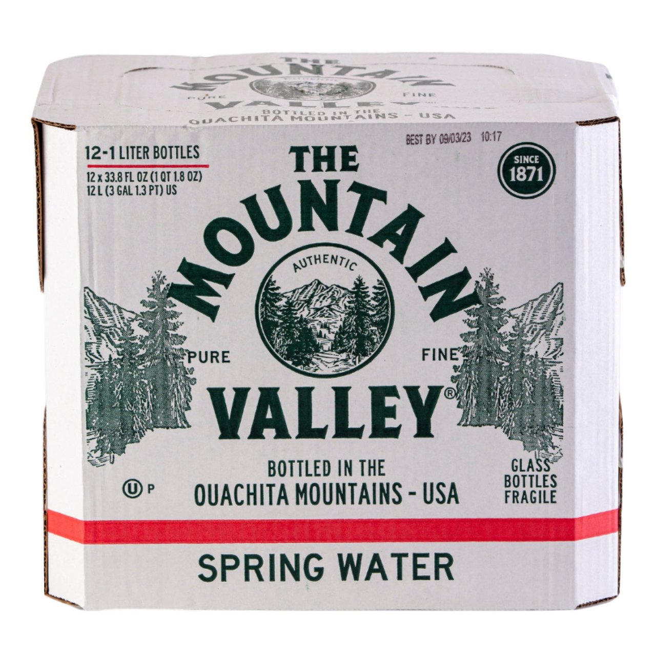 Mountain Valley Spring Water, 12 / 1L Glass Bottles - Image 1