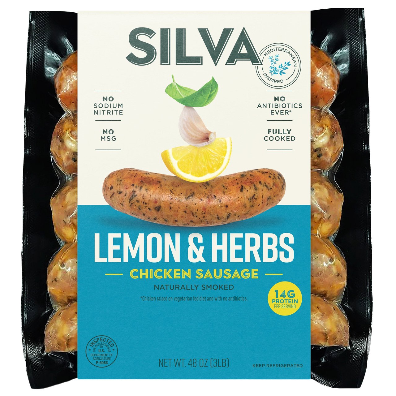 Silva Sausage Chicken Lemon Herb Sausage, 3 Pounds - Image 1
