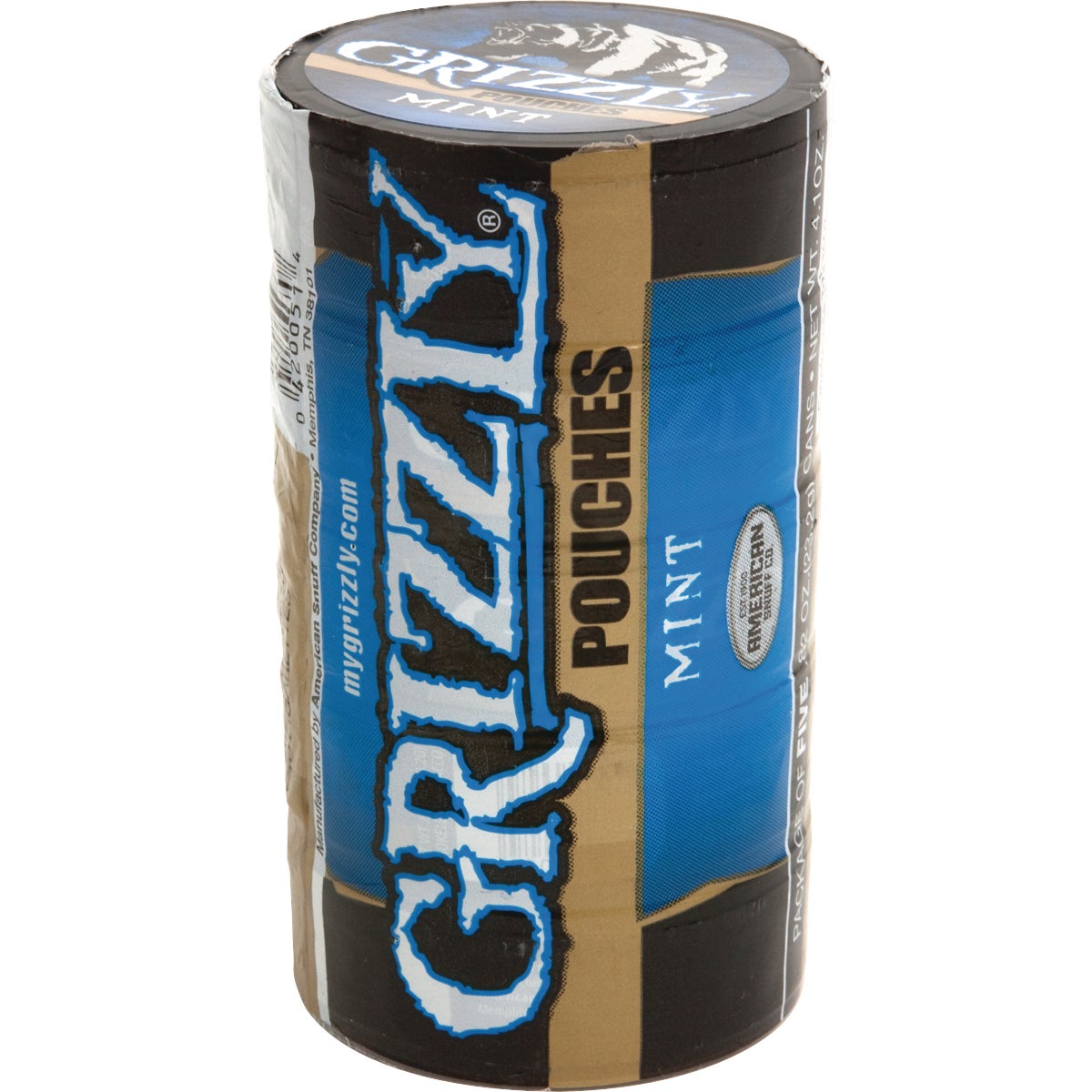 Grizzly Mint Pouch 5-Pack, 0.84 oz Cans