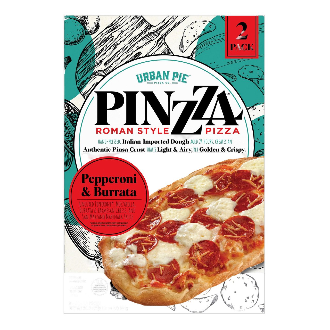 Urban Pie Pinzza Roman Style Pizza, Pepperoni & Burrata, 2 Count, 29 oz - Image 1