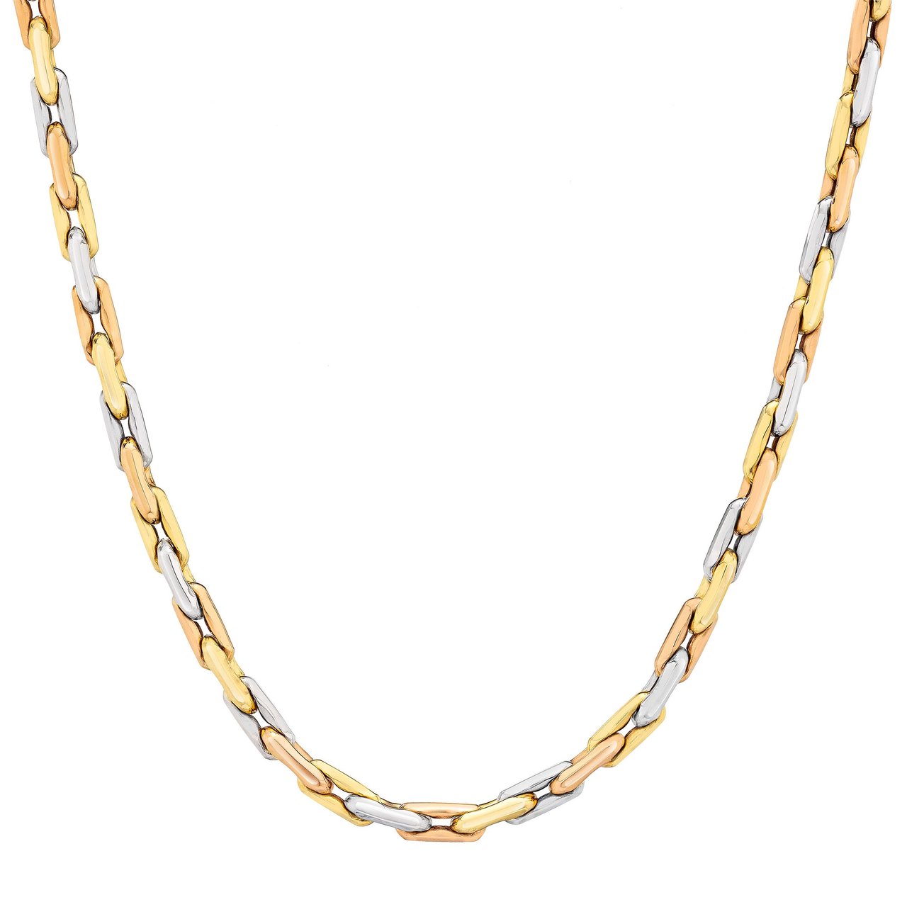 14kt Tri-Color Gold High Polished 17" Link Necklace - Image 1