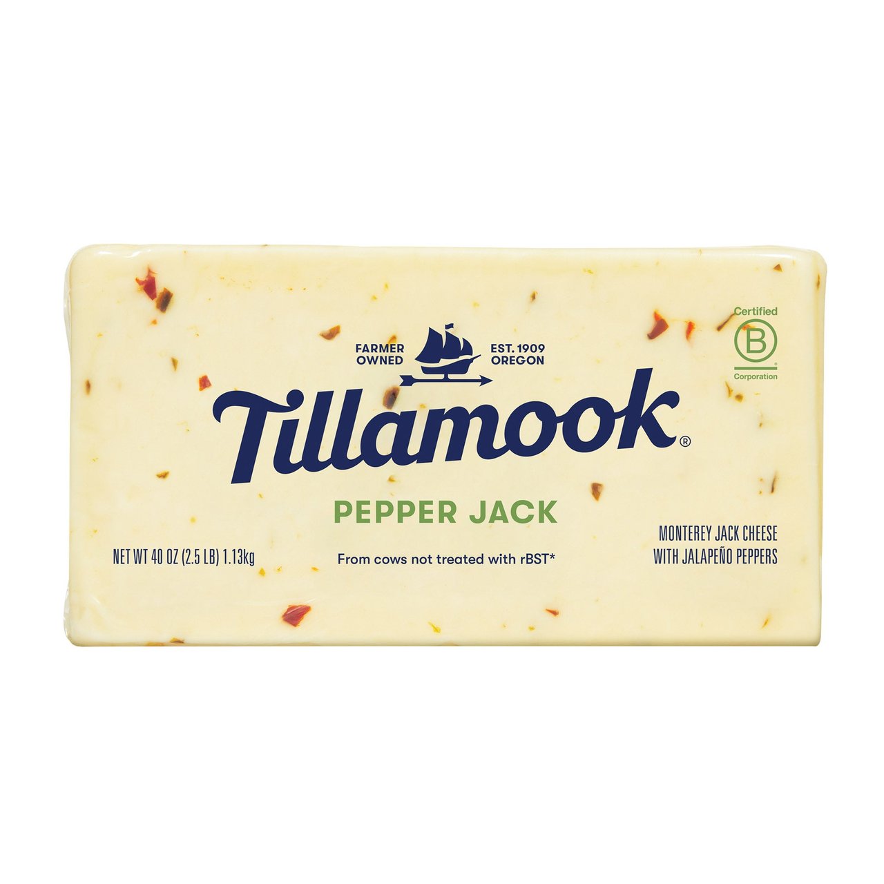 Tillamook Pepper Jack Cheese, 2.5 lb Block - Image 1