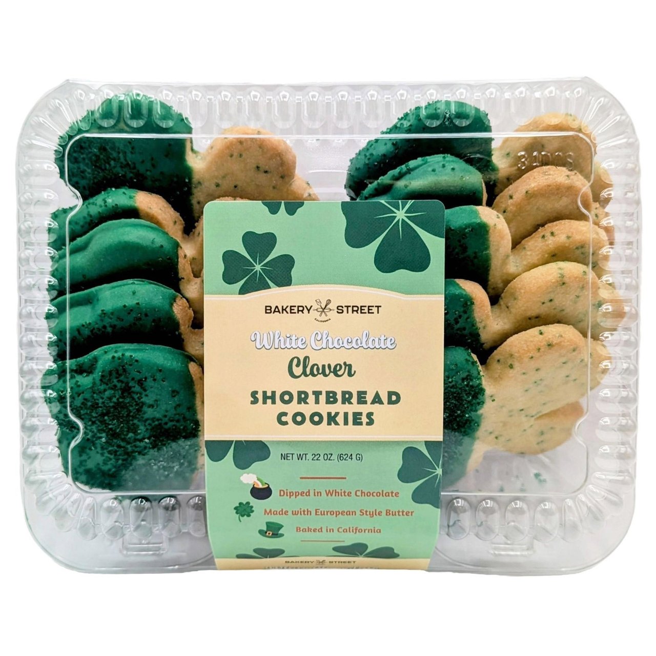 Bakery Street Chocolate Dip Clover Shortbread Cookies, 22 oz - Image 1