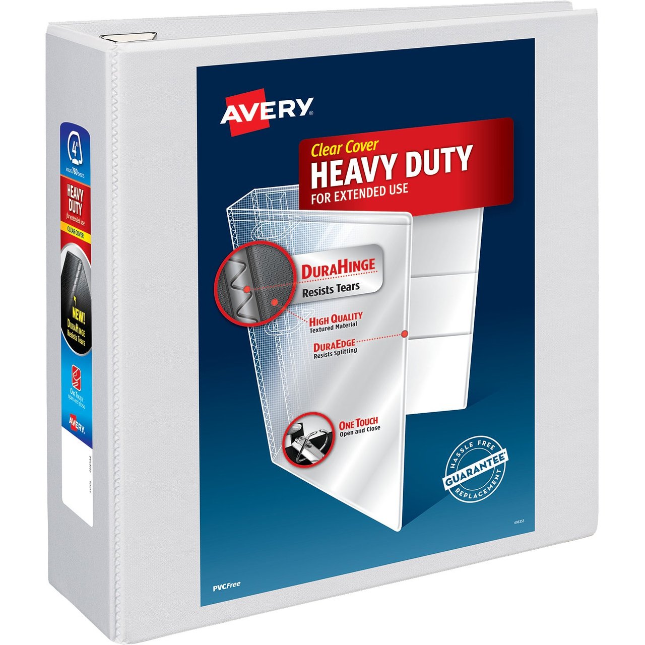 Avery Heavy-Duty D-Ring View Binder, 4", White (AVE79104) - Image 1