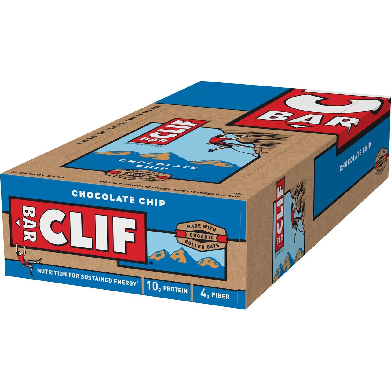 Clif Bar Chocolate Chip Energy Bar, 2.4 oz, 12 Count - Image 1