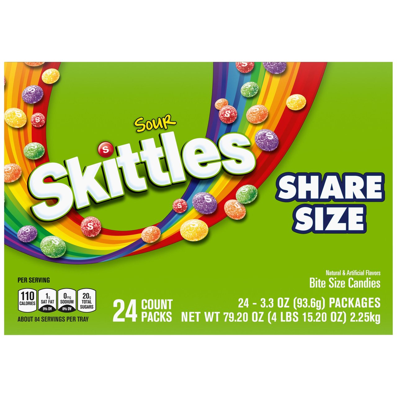 Skittles Sour Candy Share Size 24-Pack, 3.3 oz - Image 1
