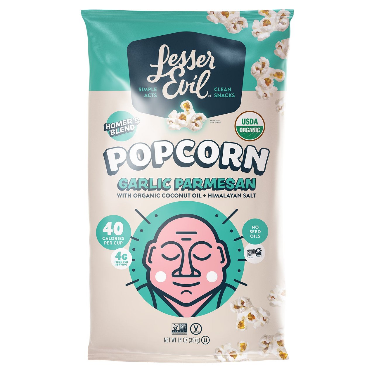 LesserEvil Organic Garlic Parmesan Popcorn, 14 oz - Image 1
