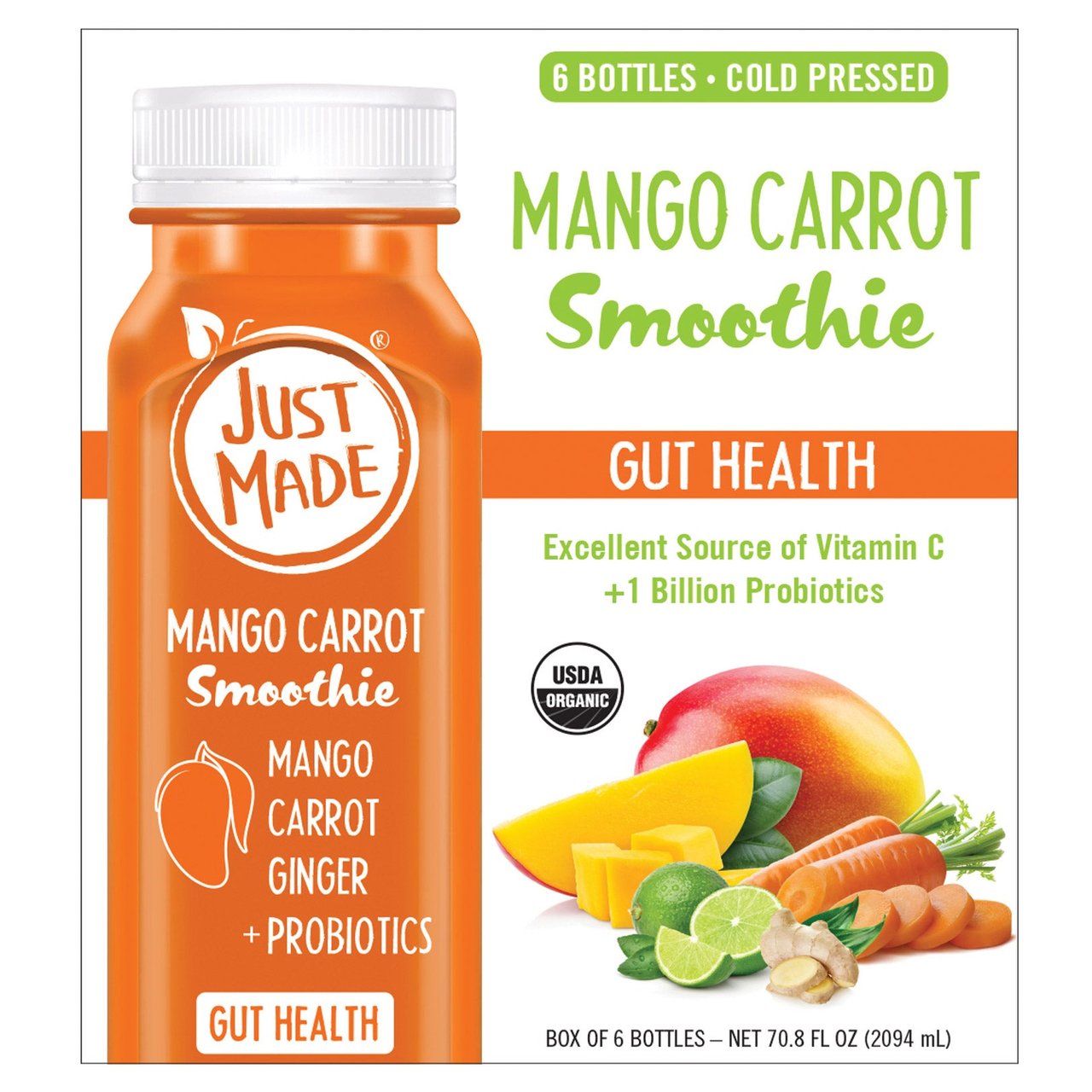 Just Made Mango Carrot Ginger Smoothie 6/11.8 oz - Image 1