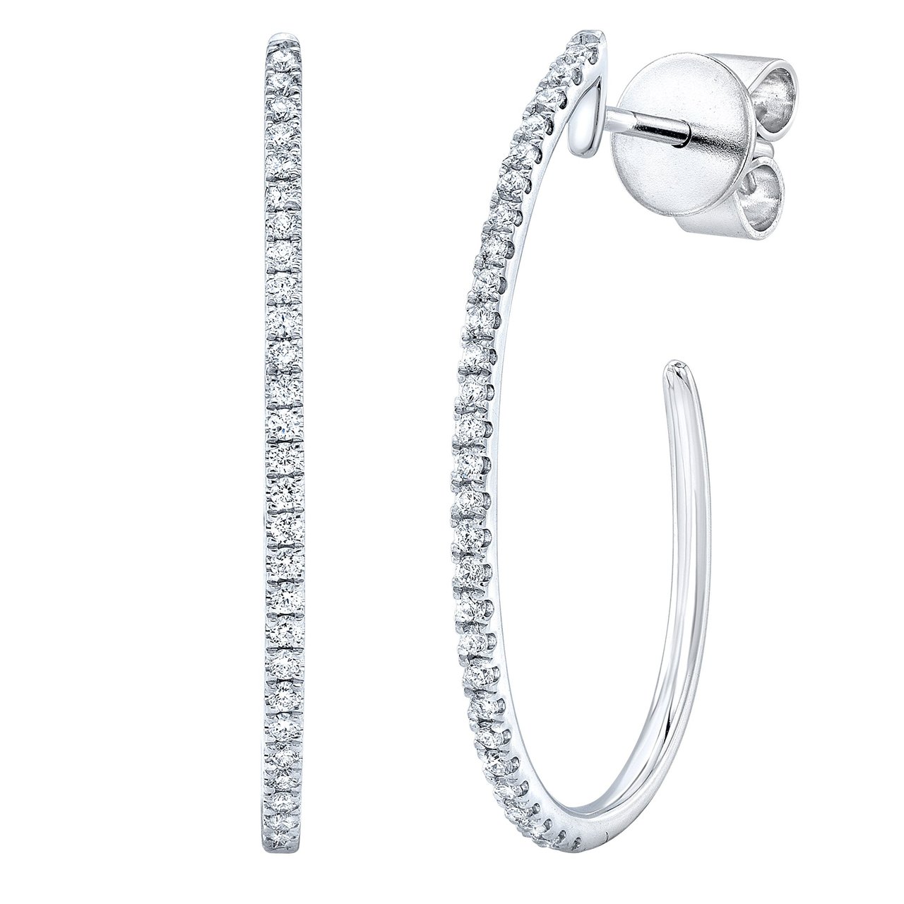 14kt White Gold VS2 I 0.25 CTW Round Diamond Hoop Earrings - Image 1