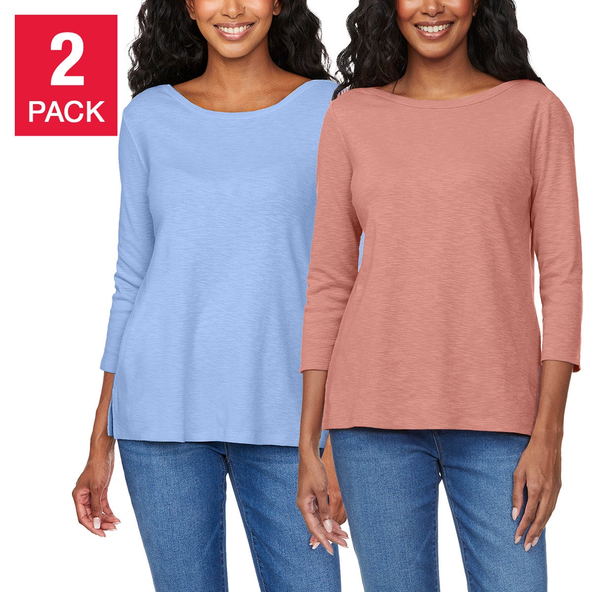 Kirkland Signature Women's Boat Neck Slub Tee - Image 1