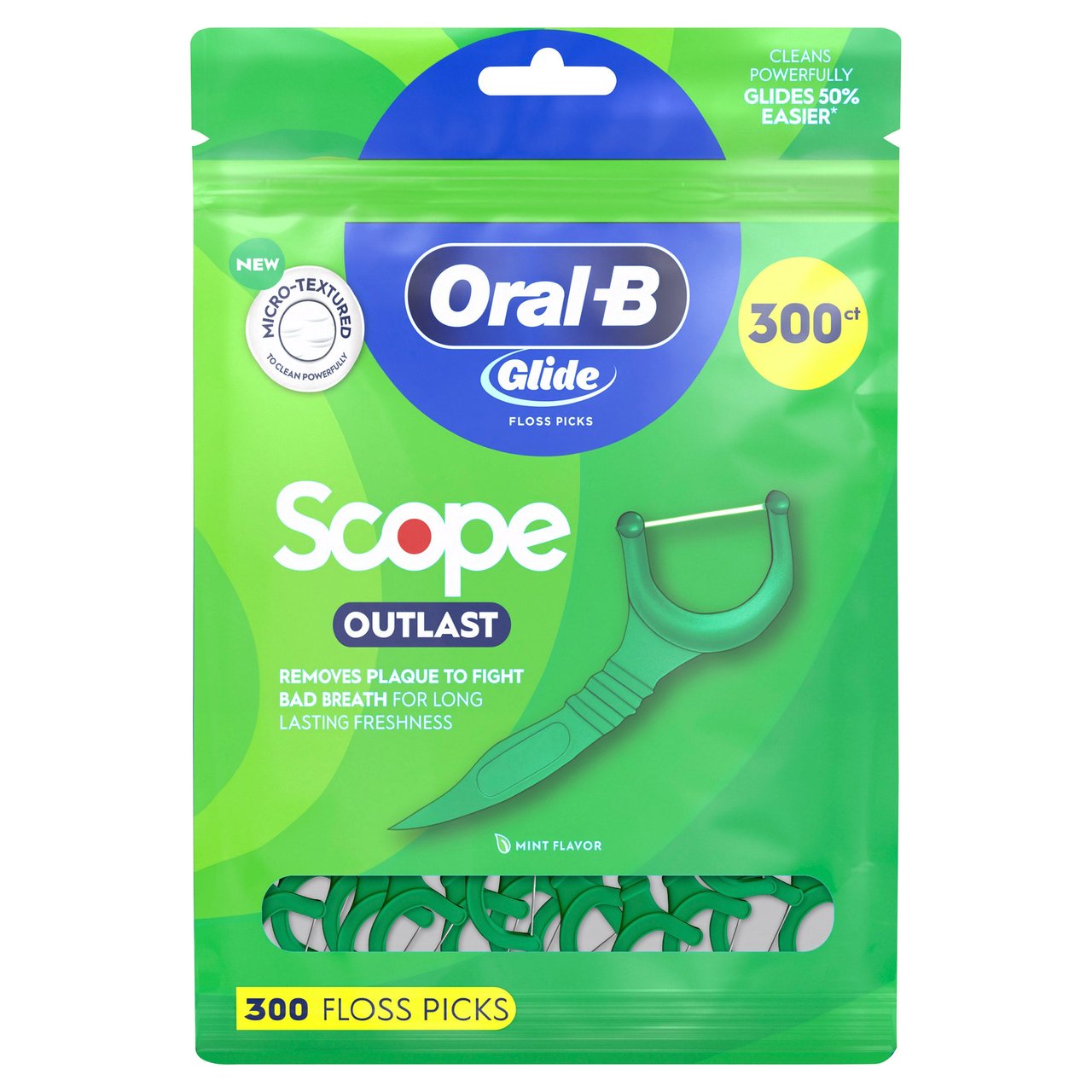 Oral-B Glide Floss Picks with Scope Outlast, 300 CT - Image 1