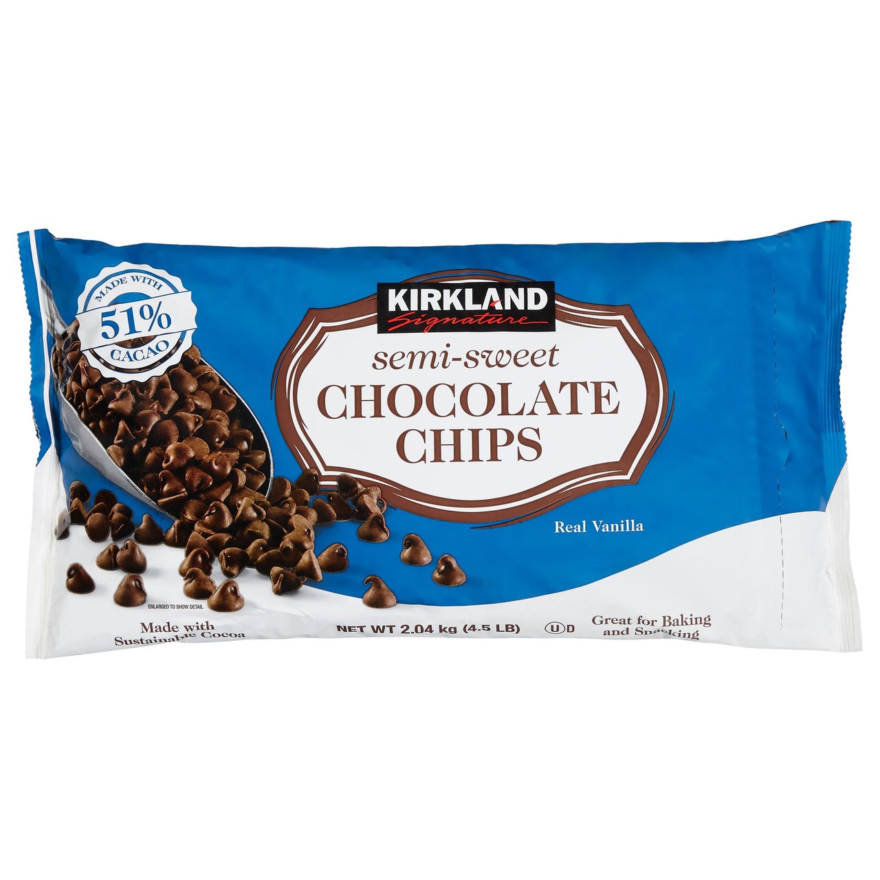 Kirkland Signature 51% Cacao Semi-Sweet Chocolate Chips 72 oz - Image 1