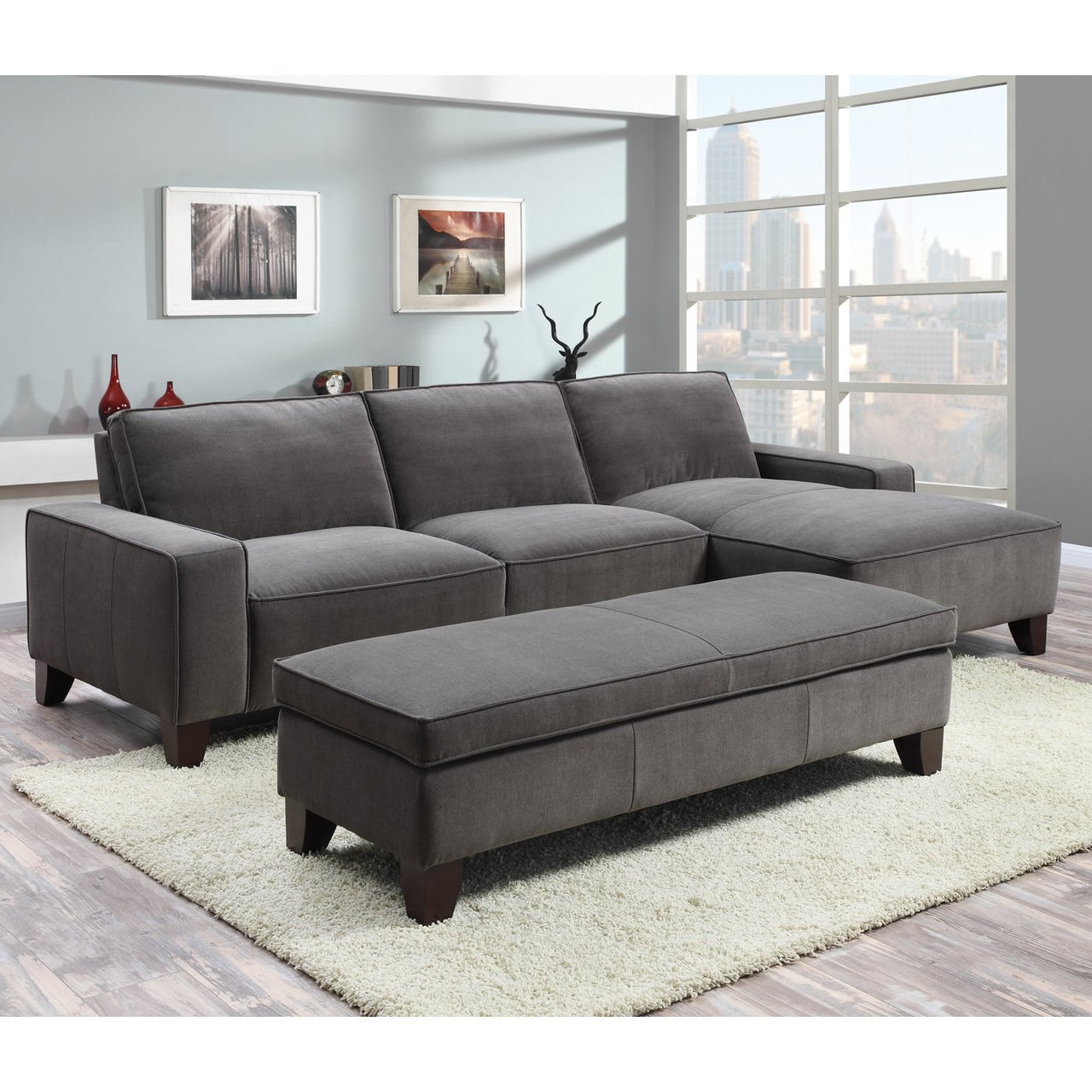 Marks + Cohen Fabric Sectional with Storage Ottoman - Image 1