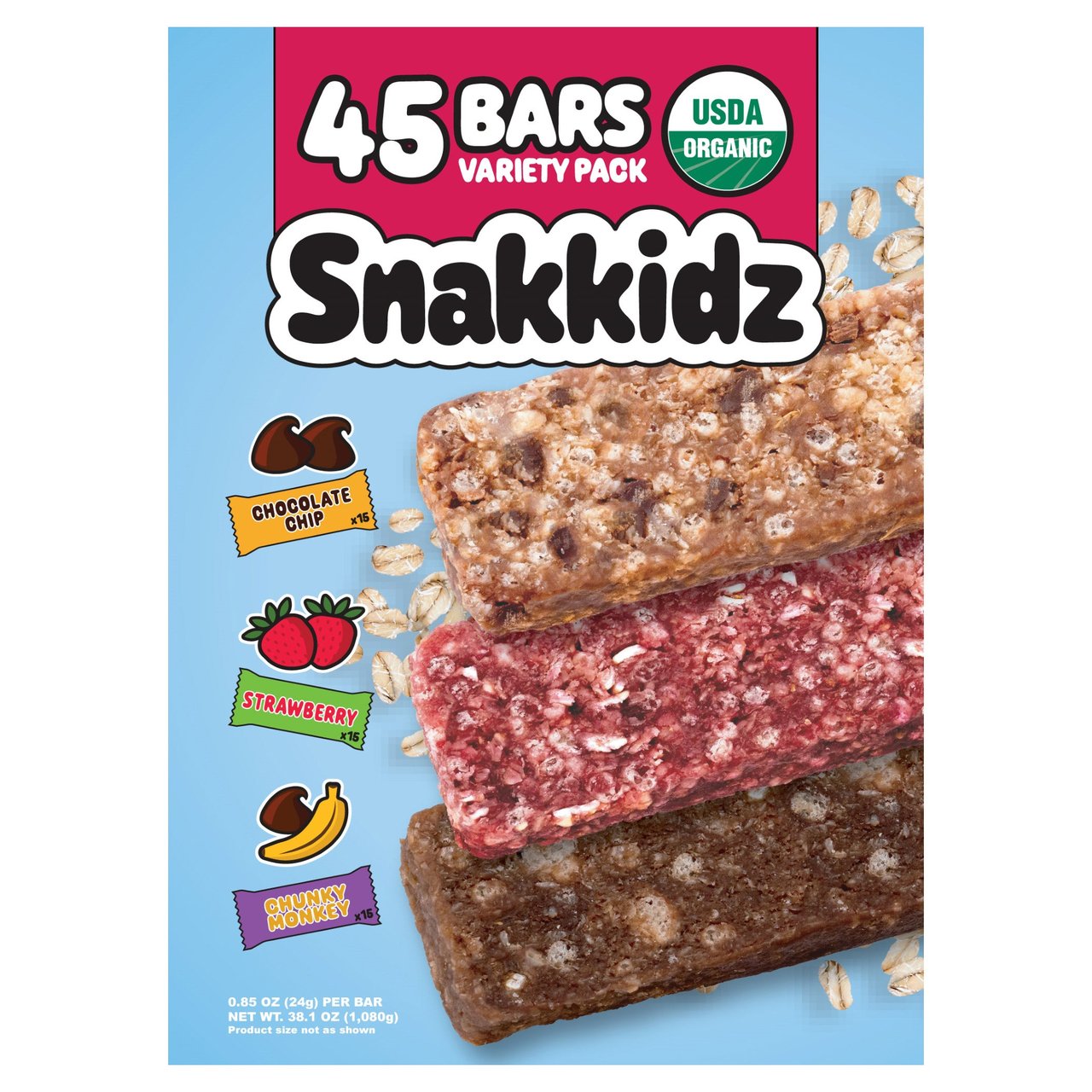 Snakkidz Organic Granola Bars 45 CT - Image 1