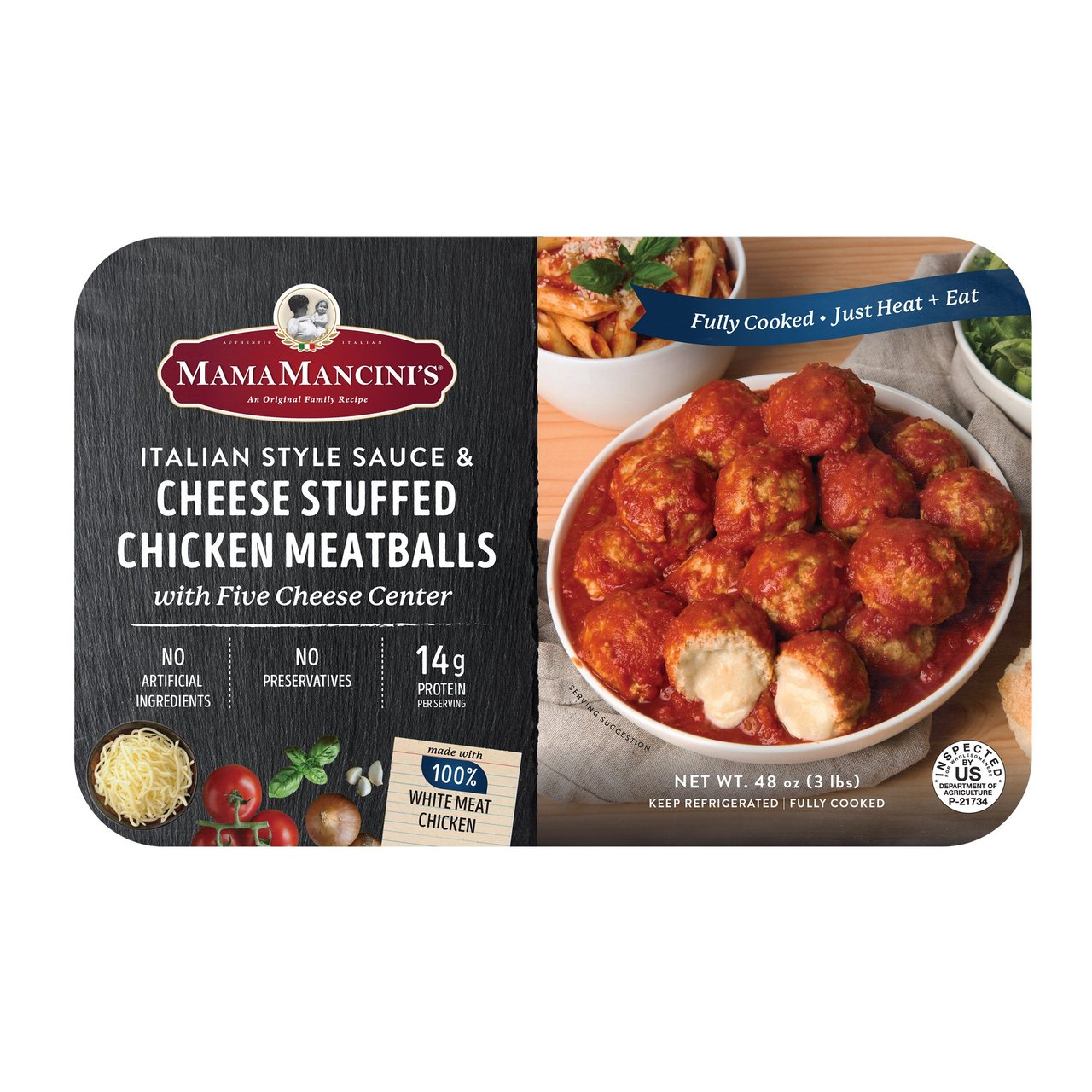 Mama Mancini's Cheese Stuffed Chicken Meatballs 48 oz - Image 1