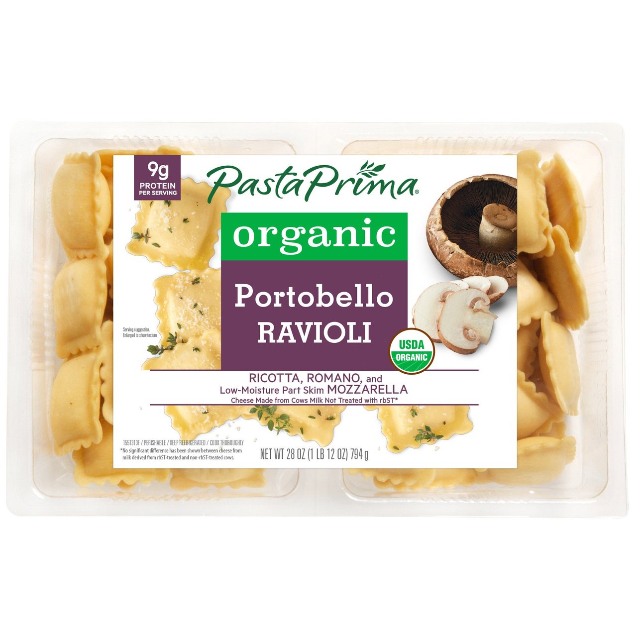 Organic Pasta Prima Mushroom Ravioli 28 oz - Image 1