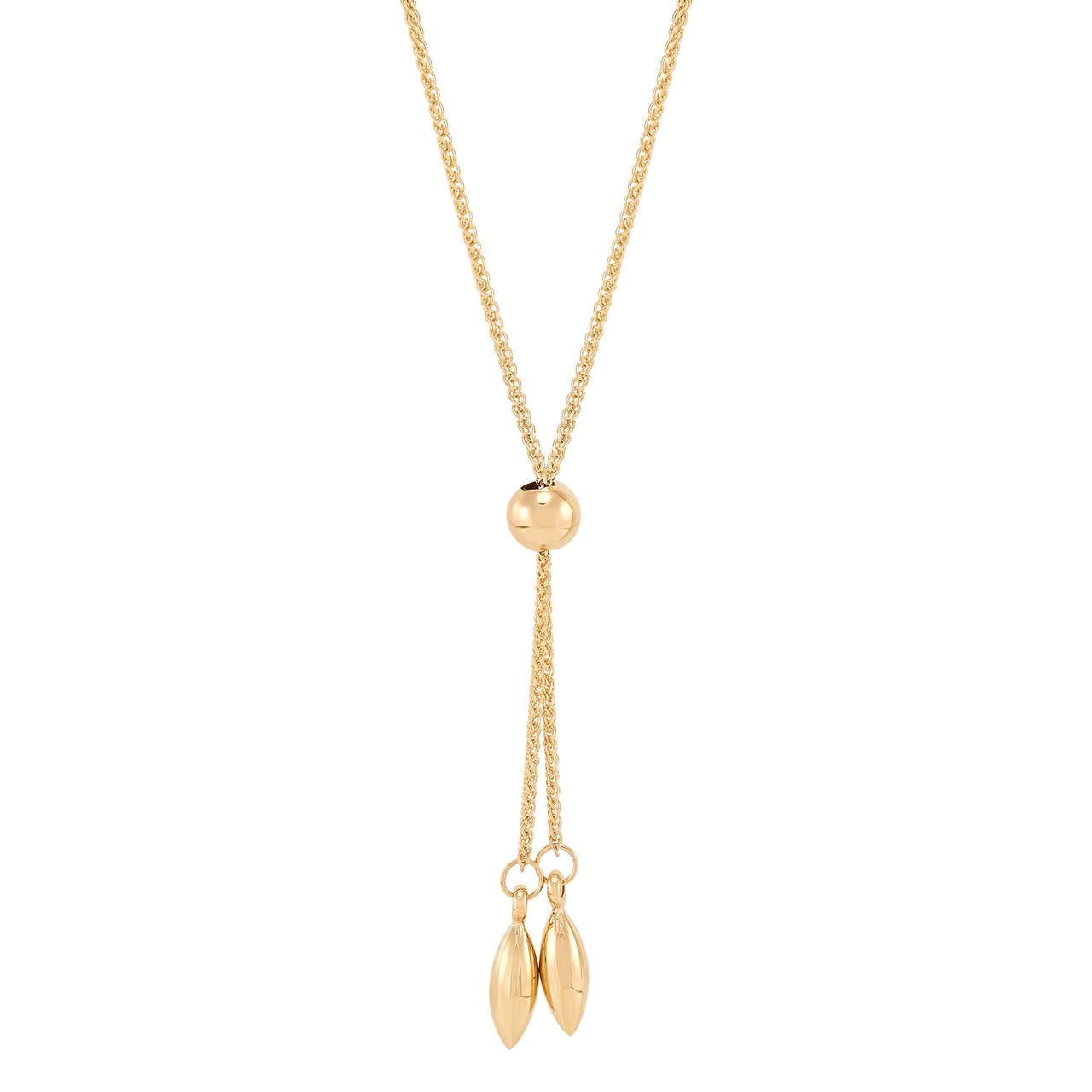 14kt Yellow Gold 18" Teardrop Bolo Necklace - Image 1