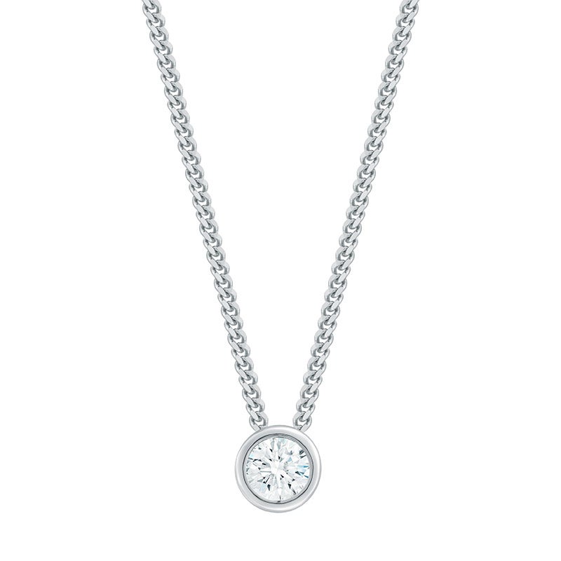 14kt White Gold VS2 I 0.30ct Round Diamond Solitaire Pendant - Image 1