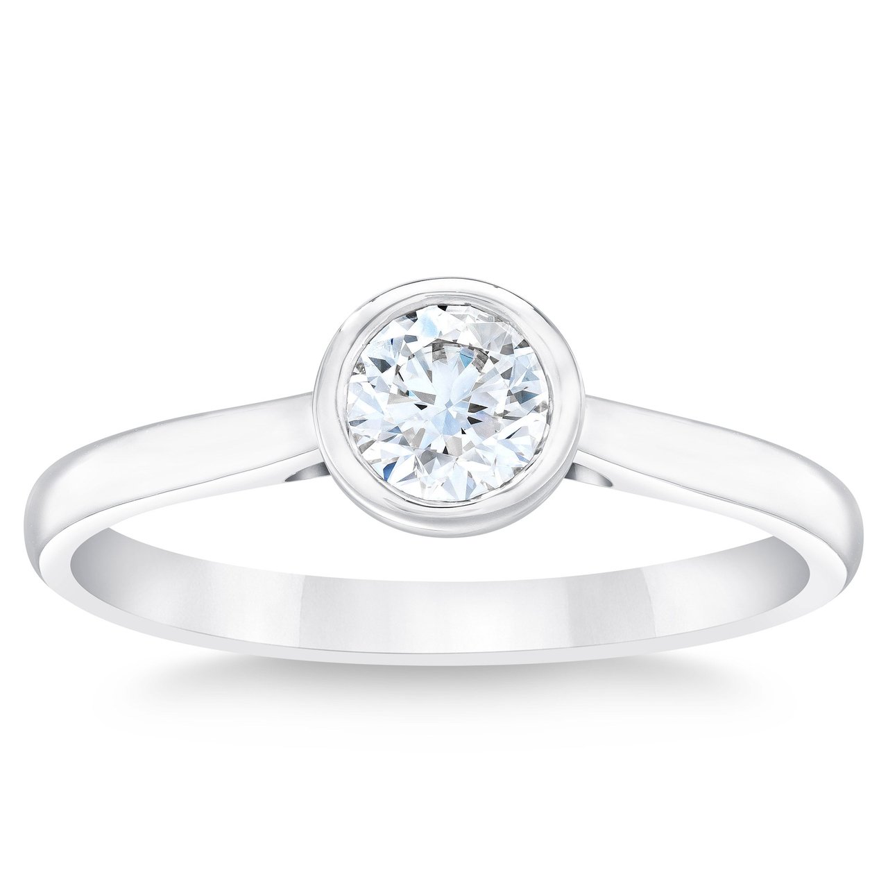 Platinum VS2, I Color 0.50 ctw Round Brilliant Diamond Bezel Set Ring