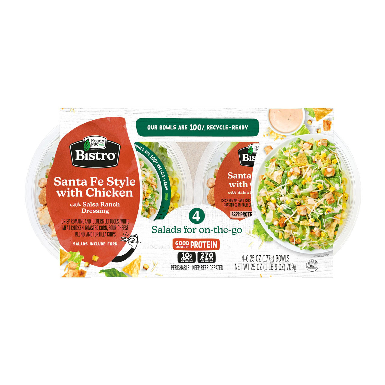Ready Pac Bistro Santa Fe Style Salad with Chicken, 4 Count - Image 1