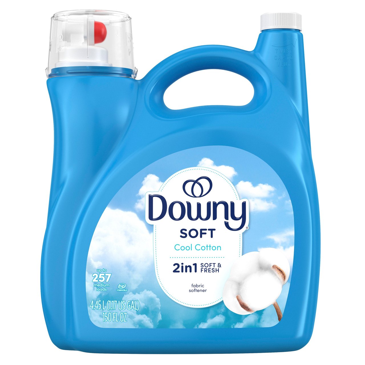 Downy Cool Cotton Liquid Fabric Softener, 257 Loads, 150 oz (4.68 QTS)