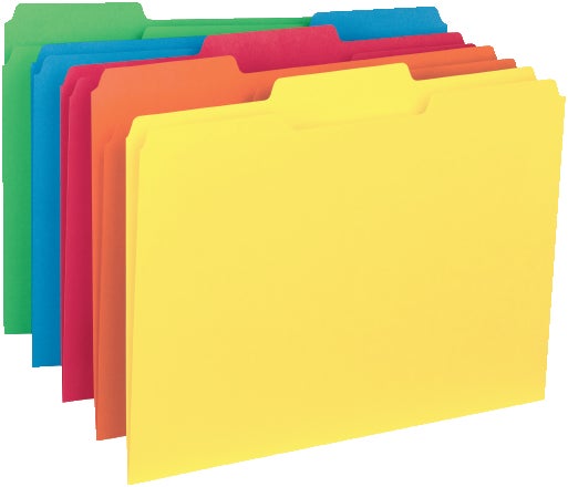 Smead Letter Size Interior File Folders, SMD10229, Assorted Colors, 100-Count