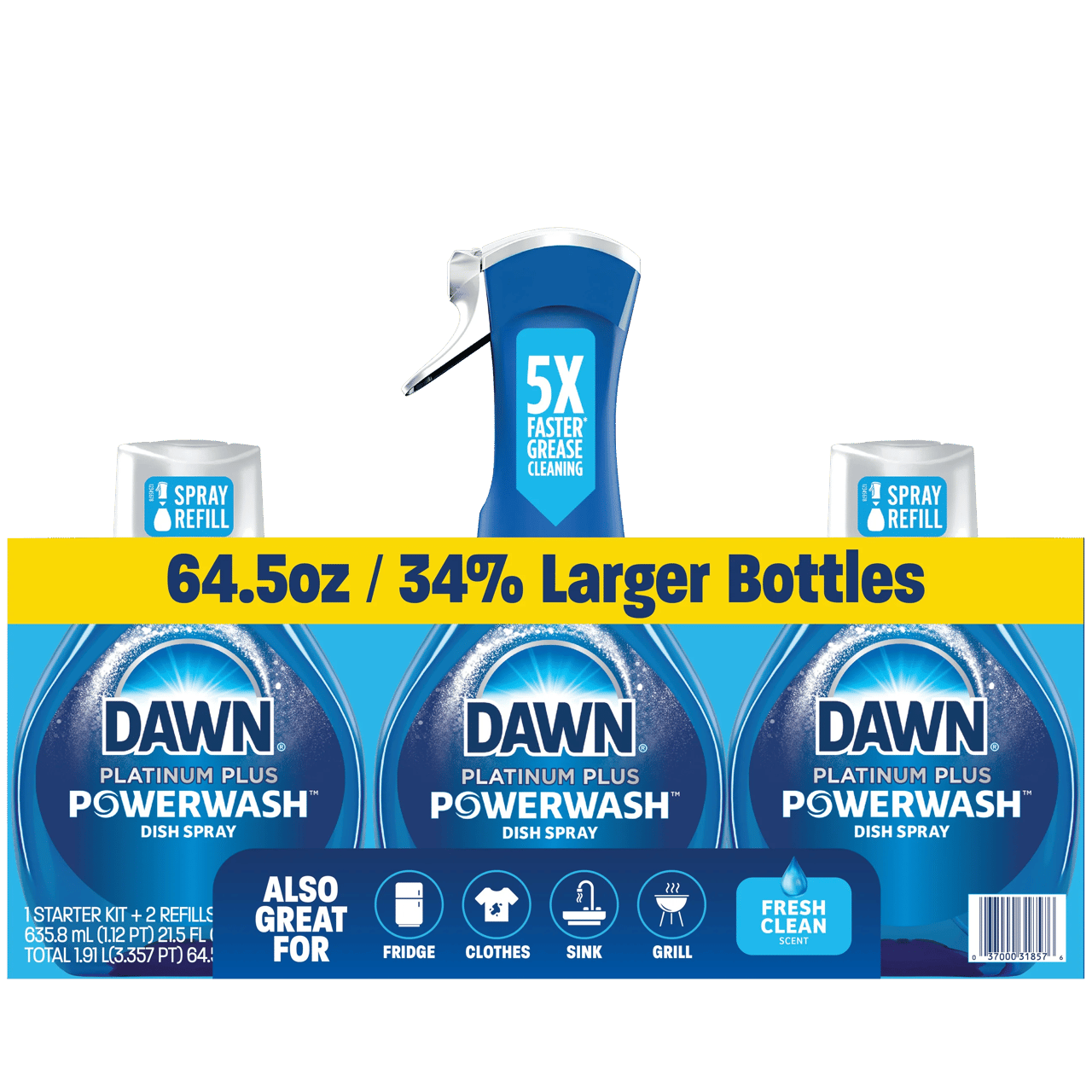 Dawn Platinum PowerWash Dish Spray 21.5 oz + 43 oz Refill - Image 1