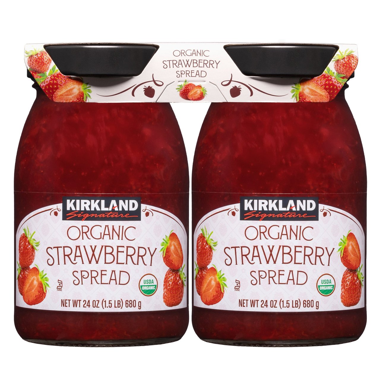 Kirkland Signature Organic Strawberry Spread, 2 x 24 Ounce Jars - Image 1